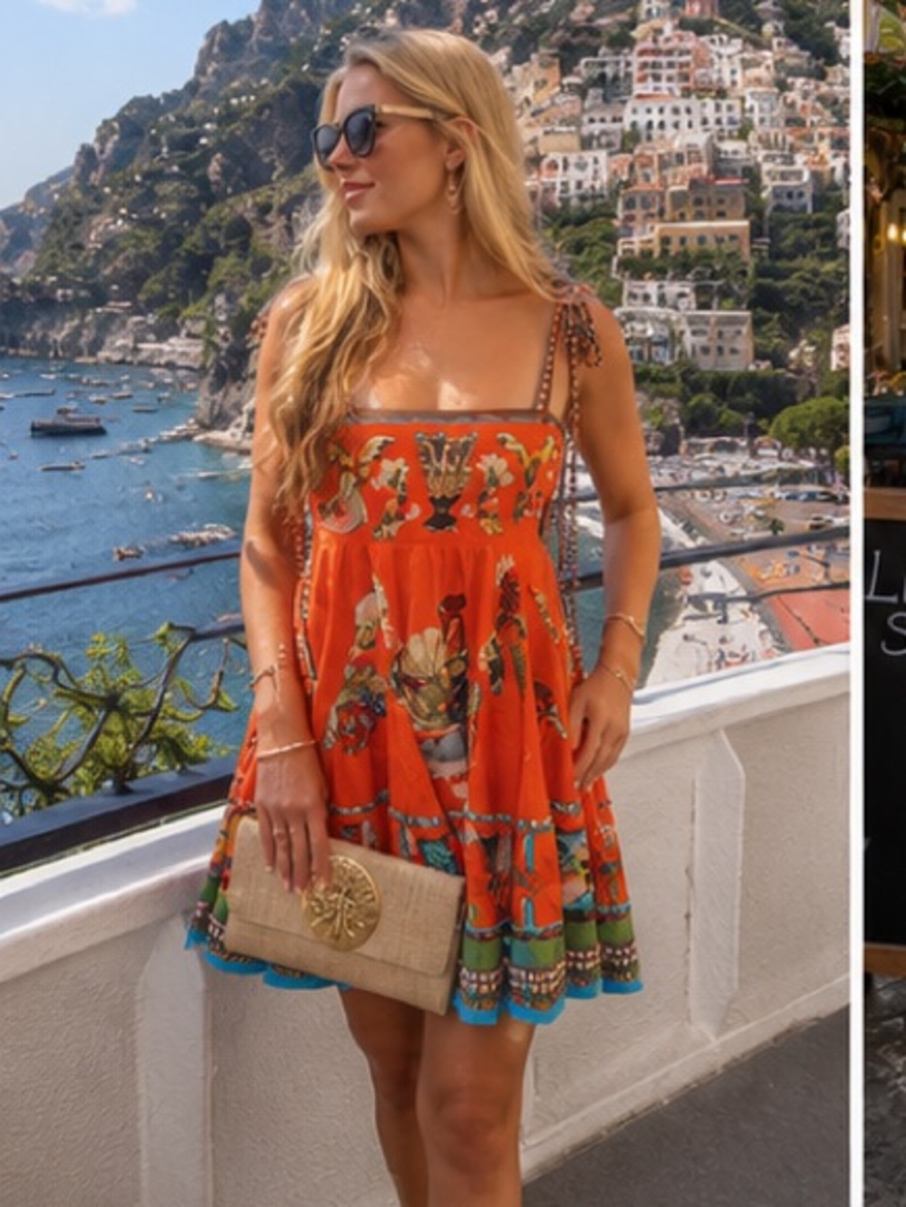 Alemais Orange Printed Mini Sundress Best color  for Fall - Picture 7 of 11
